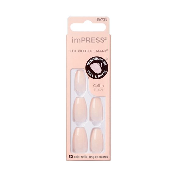 KISS ImPRESS Color - Fake Nails, Coffin Shape Medium