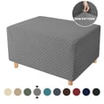 thumbnail image 2 of Elastic Ottoman Slipcover, Stretchable Furniture Protector With Non-Slip Design For Square Footstool Pouf, Jacquard Washable Cover Fits 18 To 24 Inch, Home Decor & Easy Care, 2 of 7
