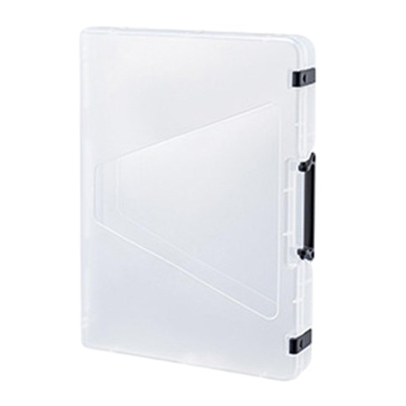 Seitruly Carpeta Portatil Transparente Doble Hebilla con Asa Caja Contenedores A4 Fino Negro Bolsas de maquillaje Blanco A4 grueso