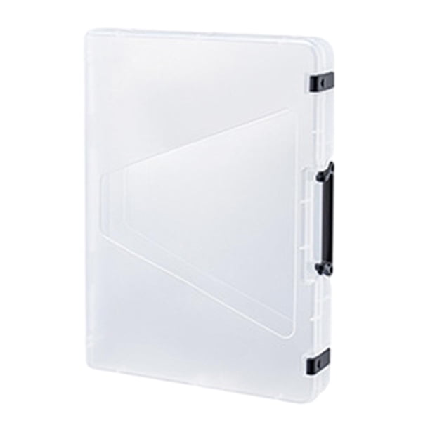 Qarigey Estuche Archivador Portátil Transparente Doble Hebilla con Asa Caja Contenedores A5 Grueso Negro Bolsas de maquillaje Blanco A4 grueso