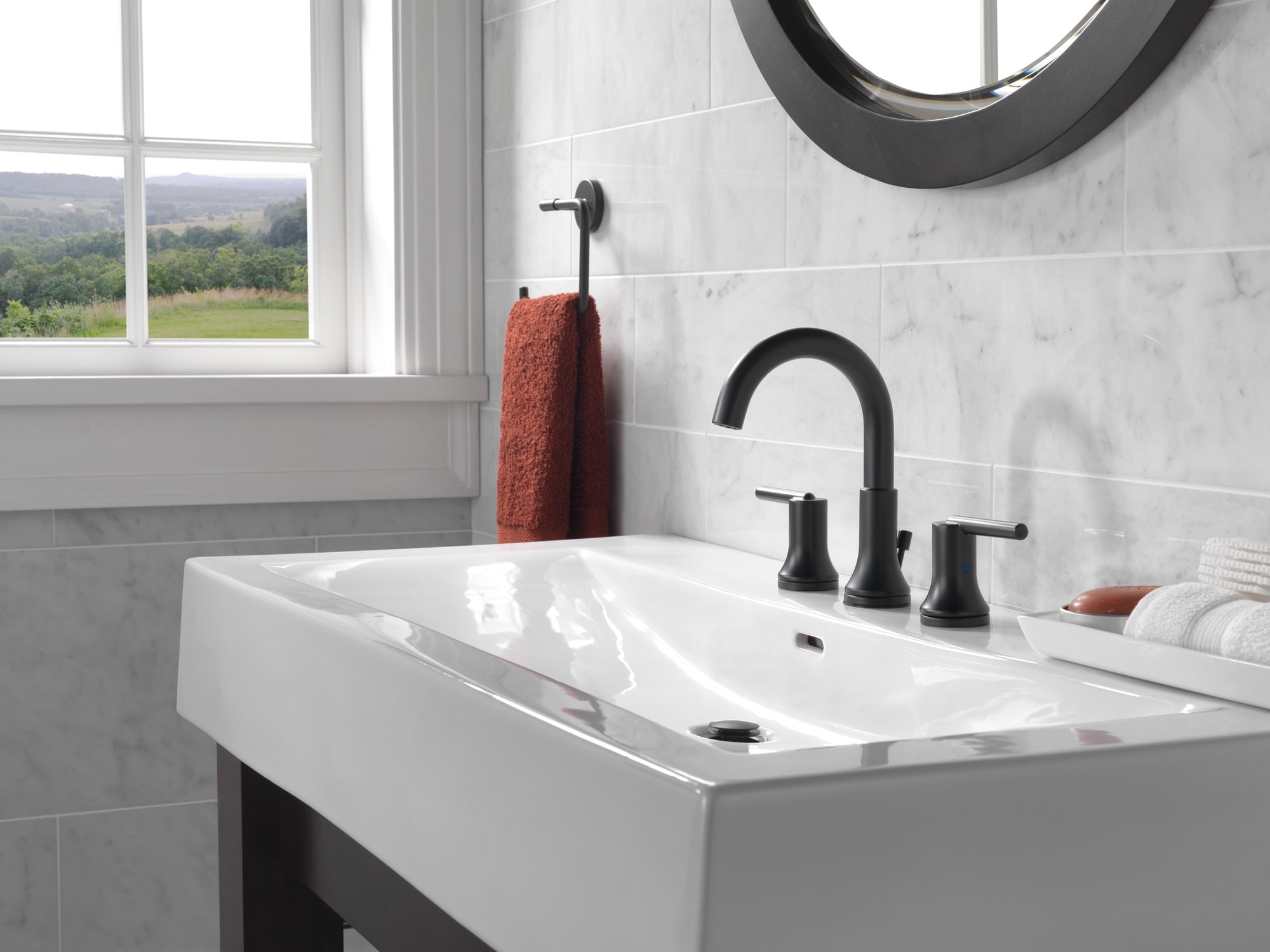 Delta Trinsic Two-Handle Widespread Bathroom Faucet - 3559-BLMPU-DST - Matte Black