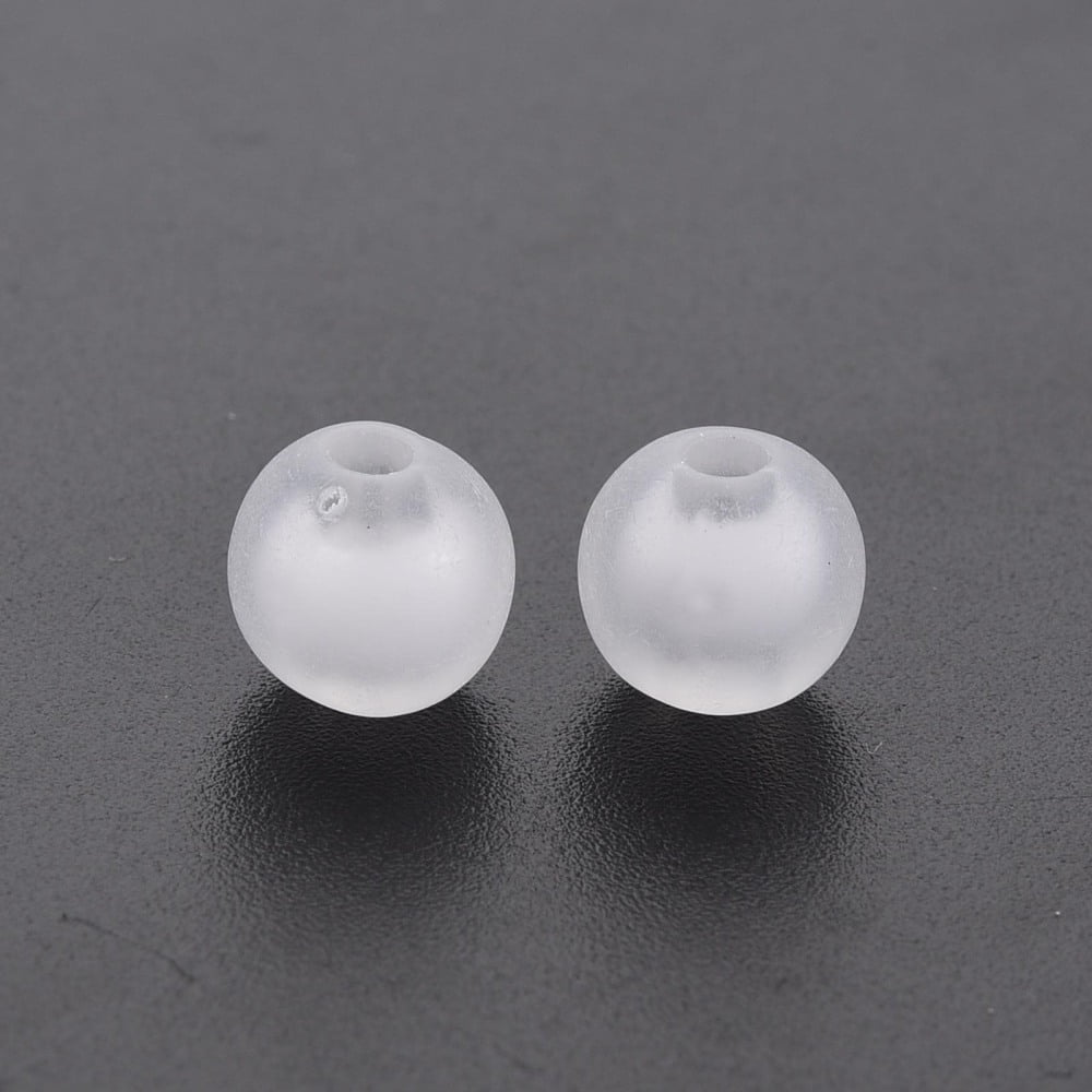 500g Frosted Acrylic Beads Bead in Bead Round White 12mm Hole: 2.5mm 570pcs/500g