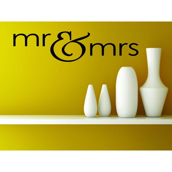 Custom Wall Decal : Mr & Mrs Husband Wife Lettering 14x28 Inches