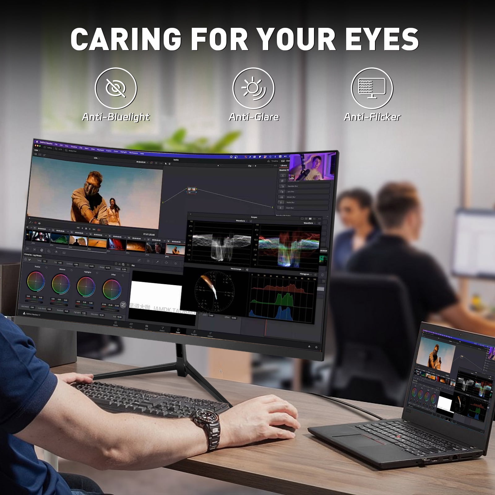 24 Inch Curved Gaming Monitor 180Hz 1ms FHD 1080P | HDMI DP FreeSync Eye Care