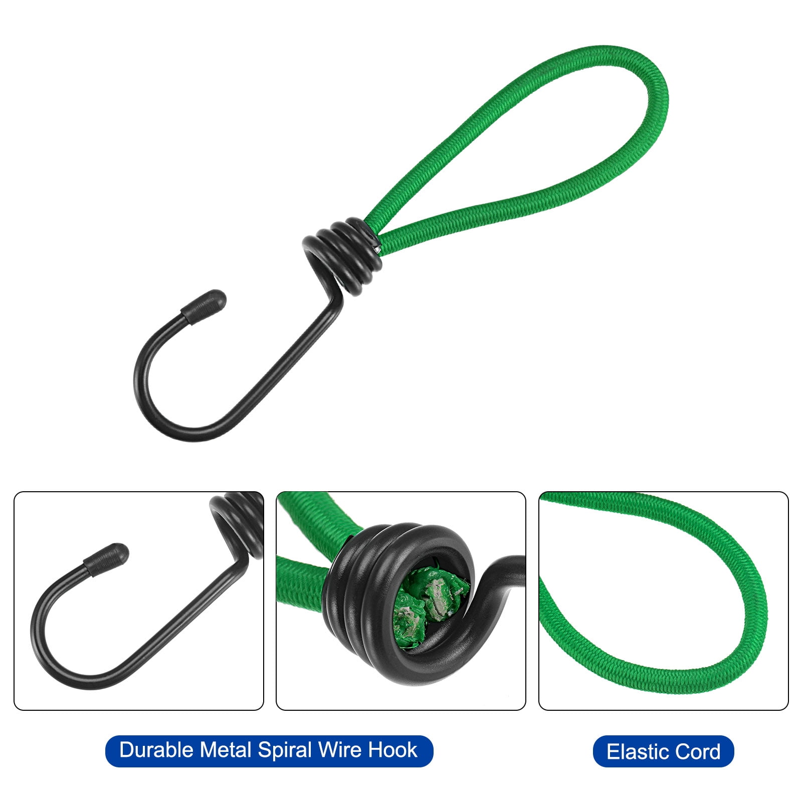 Unique Bargains Elastic Cord with Hook Fixed Strap for Camping Tent Canopy Green
