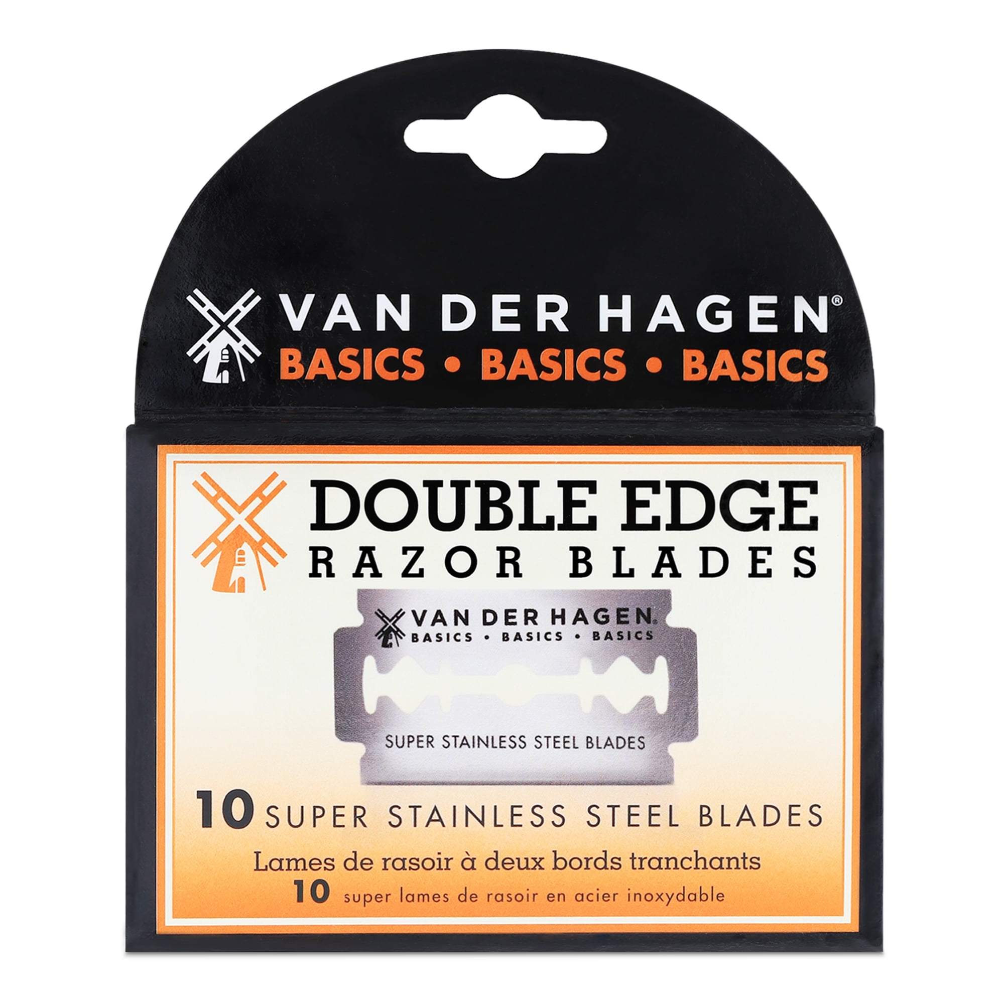 (4 pack) Van Der Hagen Basics Double Edge Razor Blades, Stainless Steel, Men, 10 Count