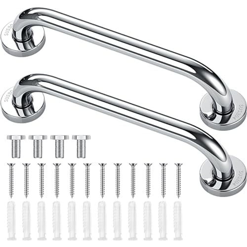 2 Set Shower Grab Bar Stainless Steel Bathroom Grab Bar Handle Anti Slip Heavy Duty Bathtub Handle Support Balance Hand Rails for Bathroom Elderly Handicap Senior Pregnant (9 Inch)