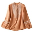 thumbnail image 4 of MHFRRA Camisa de Manga Larga Holgada y Cómoda para Mujer, Estilo Étnico Retro, con Bordados, Estilo Primaveral Naranja, 4 of 4