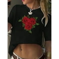 thumbnail image 1 of Camiseta con estampado de rosas de San Valentín, informal, de cuello redondo y manga corta, cómoda, para primavera y verano, ropa de mujer, camiseta informal., 1 of 5