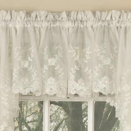 curtains kitchen sheer embroidered voile leaf valance laurel tier walmart pair inch dialog displays option button additional opens zoom curtain
