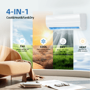 Patiosunny 12000BTU Mini Split Air Conditioner Heat Pump, 19SEER2 115V Split AC Unit Up to 750 Sq.Ft, with Self-Clean/Eco/Dehumidification, White