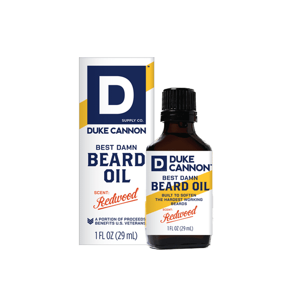 Duke Cannon Best Damn Beard Oil for Men, Redwood, 1 oz