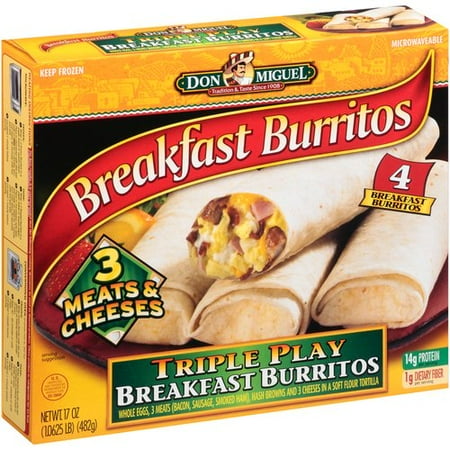 Don Miguel Breakfast Burritos Triple Play Burritos, 4 ct, 17 oz