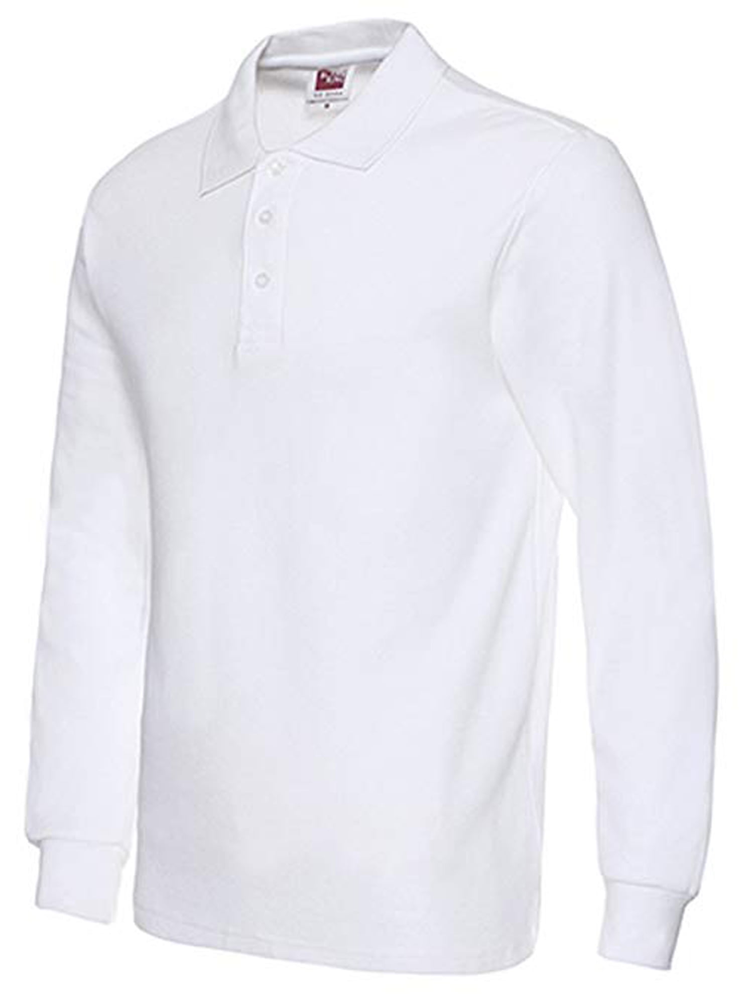 LELINTA Men's Long Sleeve Casual Cotton Solid Golf Shirt 3 Button Shirt Black/ White Color