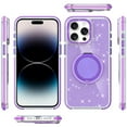 thumbnail image 3 of For Apple iPhone 14 Pro Max Case, Slim Bling Glitter Sparkly Shimmer Hybrid with Magnetic Ring and 360° Rotational Stand [Compatible with Magsafe] Phone Cover (Purple), 3 of 10