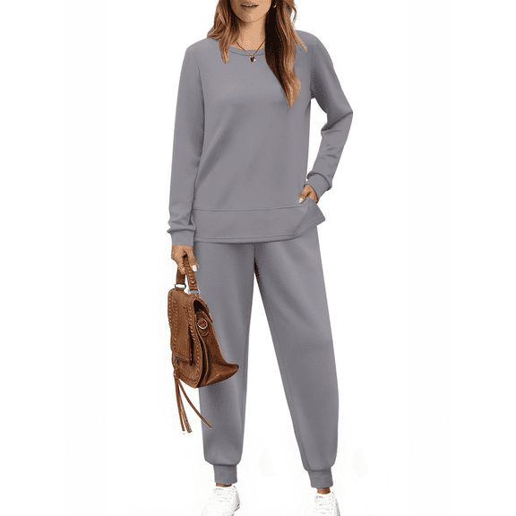 UVN Womens Fall Jogger Suit 2 Piece Set Long Sleeve Pullover Long Sweatpants with Pockets Ladies Sweatsuits Casual Lounge Set