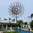 thumbnail image 2 of Hourpark 84 Inch Blue Bronze Metal 3D Kinetic Double-Side Design Garden Decor Wind Spinner, 2 of 14