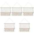 thumbnail image 6 of Worgeous 5pcs Nordic Style Bedroom Wall-mounted Storage Hammock Cotton Woven Handmade Storage Mesh Home Decor, 6 of 8