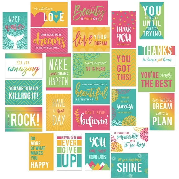 Motivational Quote Postcards / 25 Inspirational Postcards / 6" x 4" Encouraging Note Cards