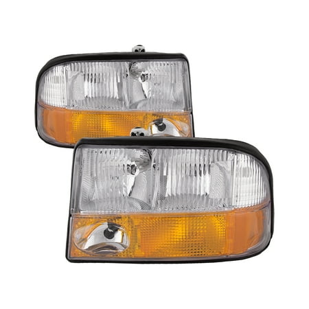 Gmc Jimmy Headlight Headlamp 1998-2004 GMC Sonoma-Oldsmobile Bravada/ 1998-2001 GMC Jimmy Headlight Halogen w/ Fog Headlamp Pair Assembly GM2502173 & GM2503173 ()