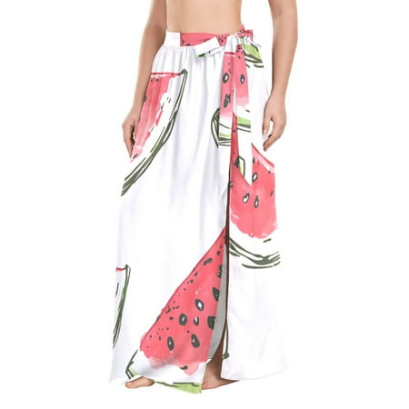 FORMRS Beach Sarong for Women Semi-Sheer Wrap Skirt Swimsuit Cover Up  Watermelon Pattern