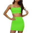 thumbnail image 2 of Abomasnow Women's Sexy 2 Piece Outfits Strap Crop Top Skirt Set Bodycon Mini Dress, 2 of 9