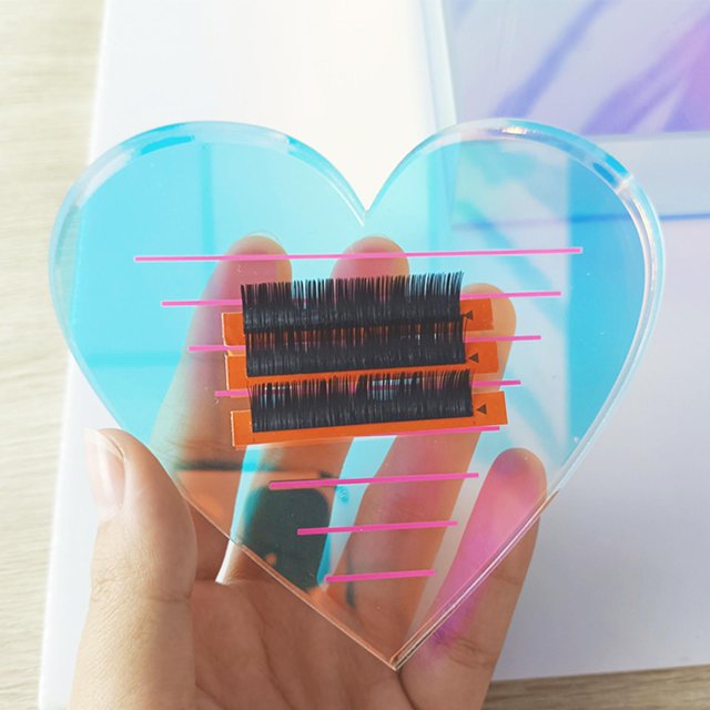 Bandeja de extensión de pestañas acrílicas, soporte, herramienta de accesorios de maquillaje individual para pestañas postizas, niñas y mujeres Yinane Paleta de soporte de pestañas