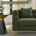 thumbnail image 4 of 60"L Couches and Sofas, Atumon 2-Seat Loveseat Sofa, Mid-Century Upholstered Sofa Furniture with 4 Metal Legs and 2 Pillows, Modern Sofa for Living Room Bedroom Apartment, 60"L x 32"W x 28"H, Green, 4 of 10