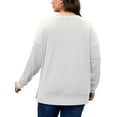 thumbnail image 6 of FlorCurve Plus Size Sweatshirts for Women Side Slit Pullover Sweatshirts Crew Neck Long Sleeve Drop-Shoulder Oversized Cotton Blouse, White 4XL, 6 of 9