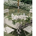 thumbnail image 3 of Square Outdoor Tablecloth with Umbrella Hole Farmhouse Green Garland Outside Table Cloth Waterproof Patio Table Cover Spring Vintage Black Plaid Beige Zipper Tablecloths for Picnic Camping 60x60 Inch, 3 of 8