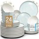 thumbnail image 1 of Juego de vajilla PURE LIVING de 24 piezas de gres apto para microondas, 1 of 7