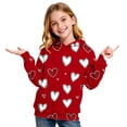 thumbnail image 3 of Sudadera con capucha para niña, para el Día de San Valentín, con estampado de color, de manga larga, informal, deportiva, con capucha, de manga larga, con inserciones en los hombros, blusa de poliéste, 3 of 6