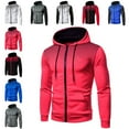thumbnail image 4 of kpoplk Men's Track Jackets Lightweight Full-Zip Fashion Hoodie Work Casual Active Sweatshirt Jacket Midweight Coat Red,XXL, 4 of 5