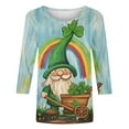 thumbnail image 3 of Uootdi St Patricks Day 3/4 Length Sleeve Shirts for Women Casual Plus Size Crew Neck Irish Clover Tops Funny Saint Patrick's Tunic Holiday T-Shirts Gift, 3 of 5