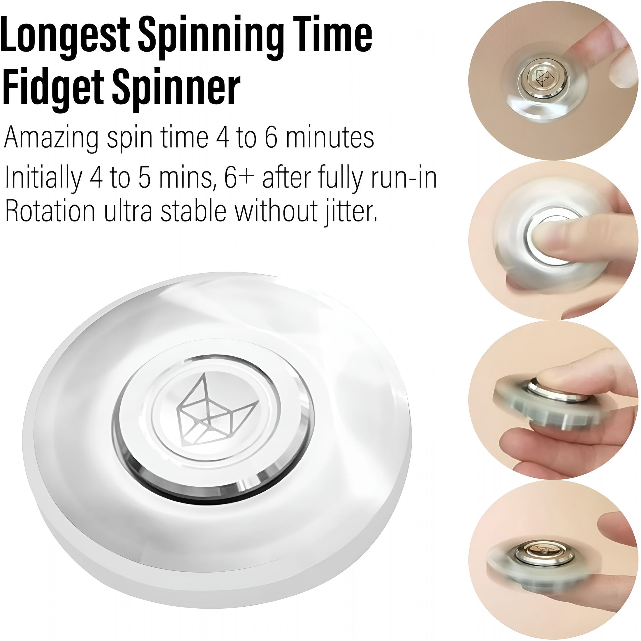 BESTSKY Metal Fidget Spinner for Adults,Stainless Steel Heavy Spinning Toys,Small Mini Fox Hand Gyro,Bearing Premium Long High Spin Fidget Block,Silver