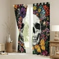 thumbnail image 2 of jejeloiu Colorful Rustic Flower Black Out Curtains,Sketch Skull Curtains Pack of 2 (42x63 Each),Gothic Theme Bedroom Curtains For Teens,Super Cozy Room Decor, 2 of 5
