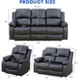 thumbnail image 2 of Leather Recliner Chair, Reclining Sofa Chair for Living Room Furniture, Manual Recliner Couch for Living Room, Small Space, RV & Office (Black Single Chair), 2 of 9