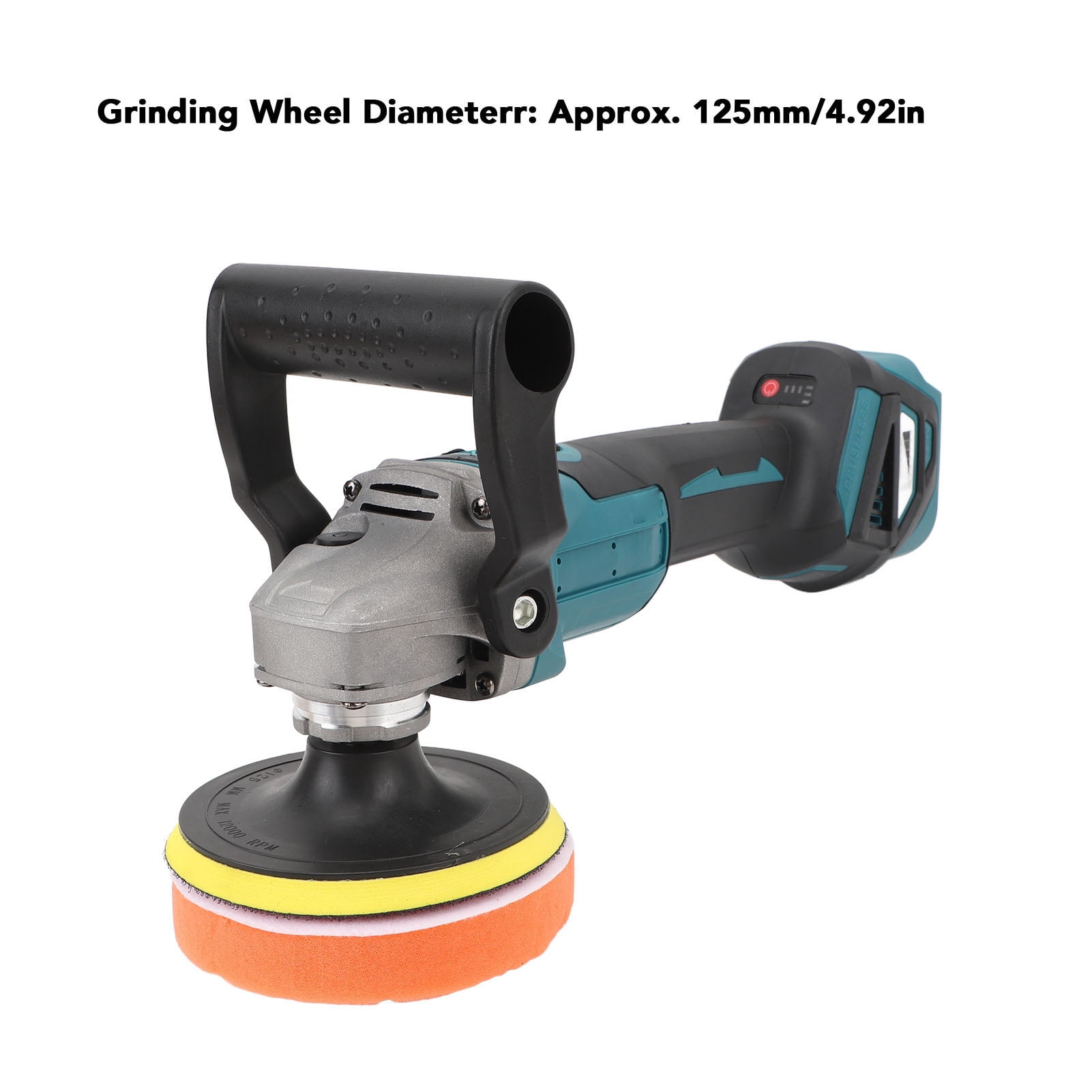Rupoun Cordless Buffer Polisher 6 Variable Speed 18V Battery Powered Brushless Dual Action Car Grinding Machine 5-Inch Kit for Detailing Waxing (14.5 in / 37 cm)