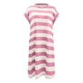 thumbnail image 6 of Dresses for Women Striped Summer Dresses 2024 Crewneck Cap Sleeve Color Block Casual A Line Tshirt Dress with Pockets, 6 of 7