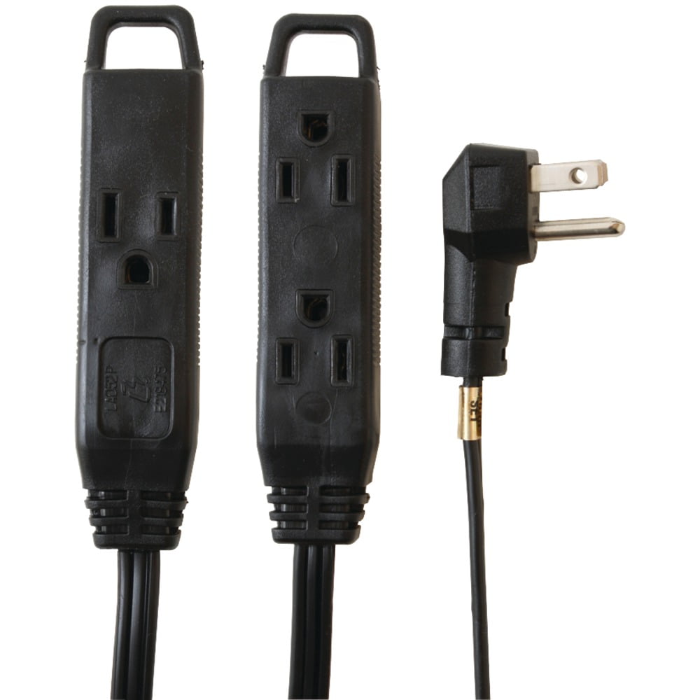 Axis 3 Outlet 8 ft. Low Profile Extension Cord Black (TM) 45515