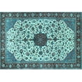 thumbnail image 1 of Ahgly Company Indoor Rectangle Medallion Light Blue Traditional Area Rugs, 8' x 12', 1 of 4