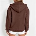 thumbnail image 6 of Atogsazn Womens Fleece Oversized Hoodies Casual Full Zip Long Sleeve Hooded Sweatshirt Fall Winter Tops Brown S Fashion, 6 of 6