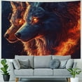 thumbnail image 4 of Patifu Wolfs Glowing Eyes Flames Tapestry Wall Hanging Unique Style Art for Home Decor, Gift for Living Room Bedroom Dorm, Holiday Decoration 50x40inch, 4 of 6