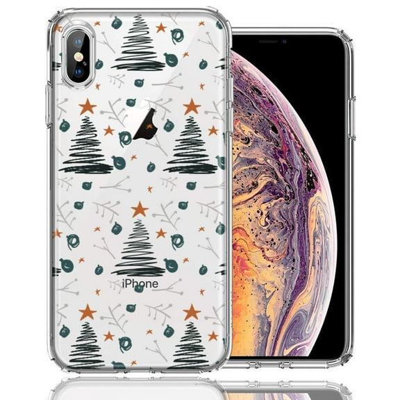 MUNDAZE For Apple iPhone XS/X Holiday Christmas Trees Design Double Layer Phone Case Cover