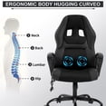 thumbnail image 3 of PC Gaming Chair Massage Function Computer Chair Ergonomic Office Chair with Lumbar Support Swivel Rolling Desk Chair Video Game PU Leather Racing Chair Executive High Back Task Chair, Black, 3 of 7