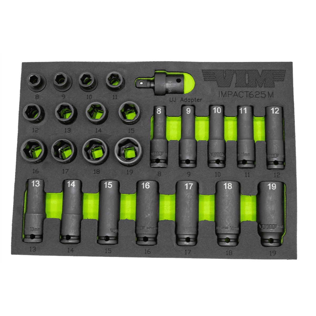 VIM Tools 25 Piece 3/8 Inch Drive Metric Impact Socket Set