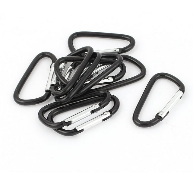 Porte-clés Mousqueton D-ring Camping Randonnée Crochet Karabiner Porte-Clés 10 Pcs Noir