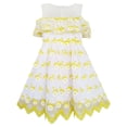 thumbnail image 3 of Girls Dress Sleeveless Lace Trim With Flower Detailing Yellow 4, 3 of 4