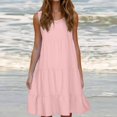 thumbnail image 3 of Frostluinai Summer Summer Dresses for Women Plus Size Dress Casual T Shirt Sundress Cover Ups No Pockets Holiday Solid Color Sleeveless Party Beach Dress, 3 of 8