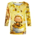 thumbnail image 6 of JTZGDY Bee Shirts for Women Funny Printed Plus Size Summer 3/4 Sleeve Round Neck Graphic T-Shirts Loose Oversized Casual Tunic Blouse Holiday Outfit Gift Clothes Yellow#04 S, 6 of 6